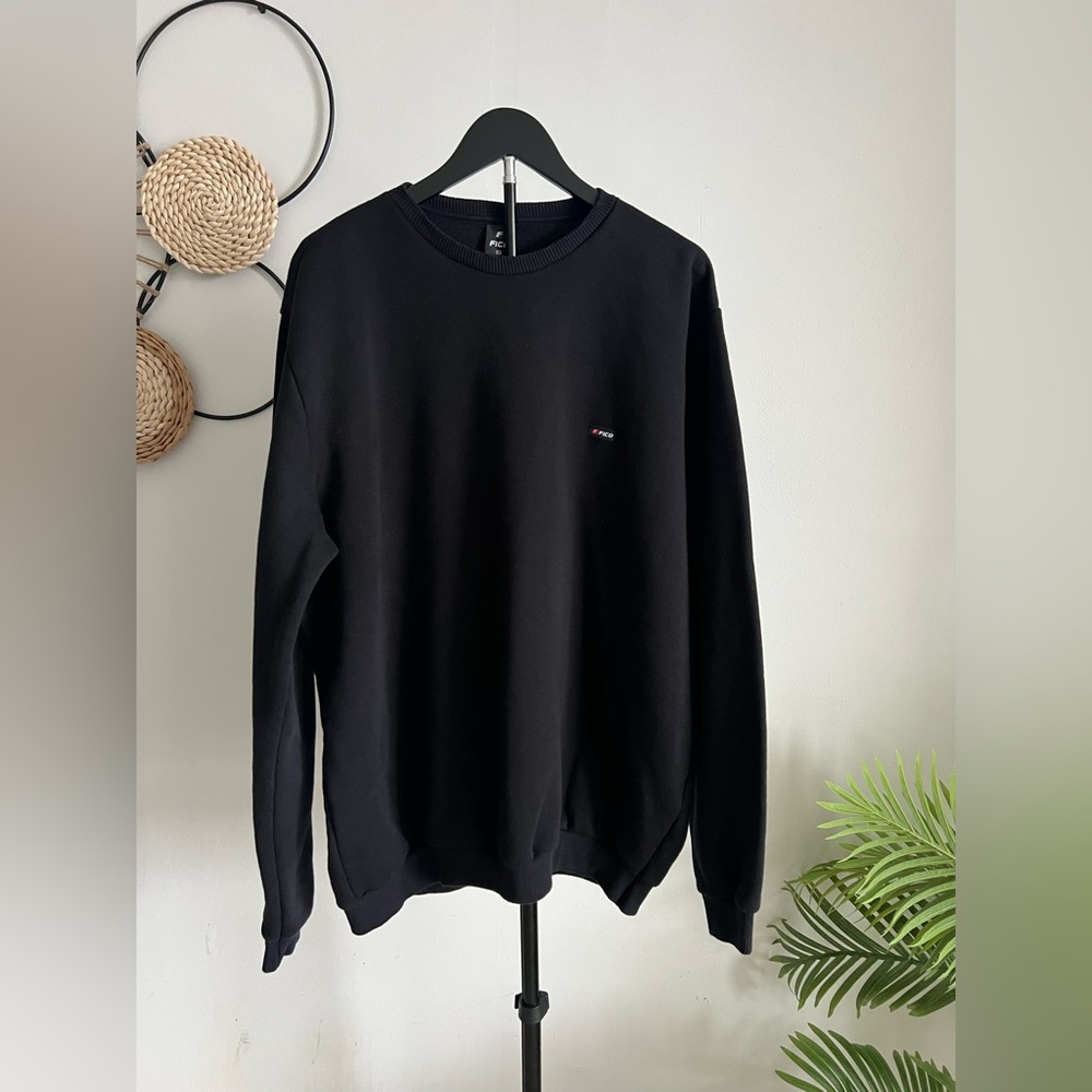 FICCO Classic Black Crewneck Sweatshirt Men's XXL / Unisex Oversized